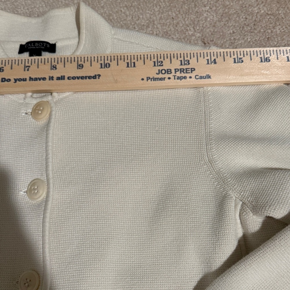 Talbots Woman Petites Cream Button-Up Sweater Cardigan - Picture 7 of 11